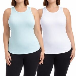 Danskin Women's S Airbrush Tank Aqua Splash White H0421